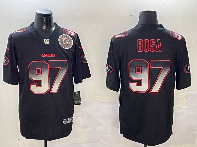 Men San Francisco 49ers 97 Bosa Black Nike Smoke Fashion 2024 Limited NFL Jersey style 2